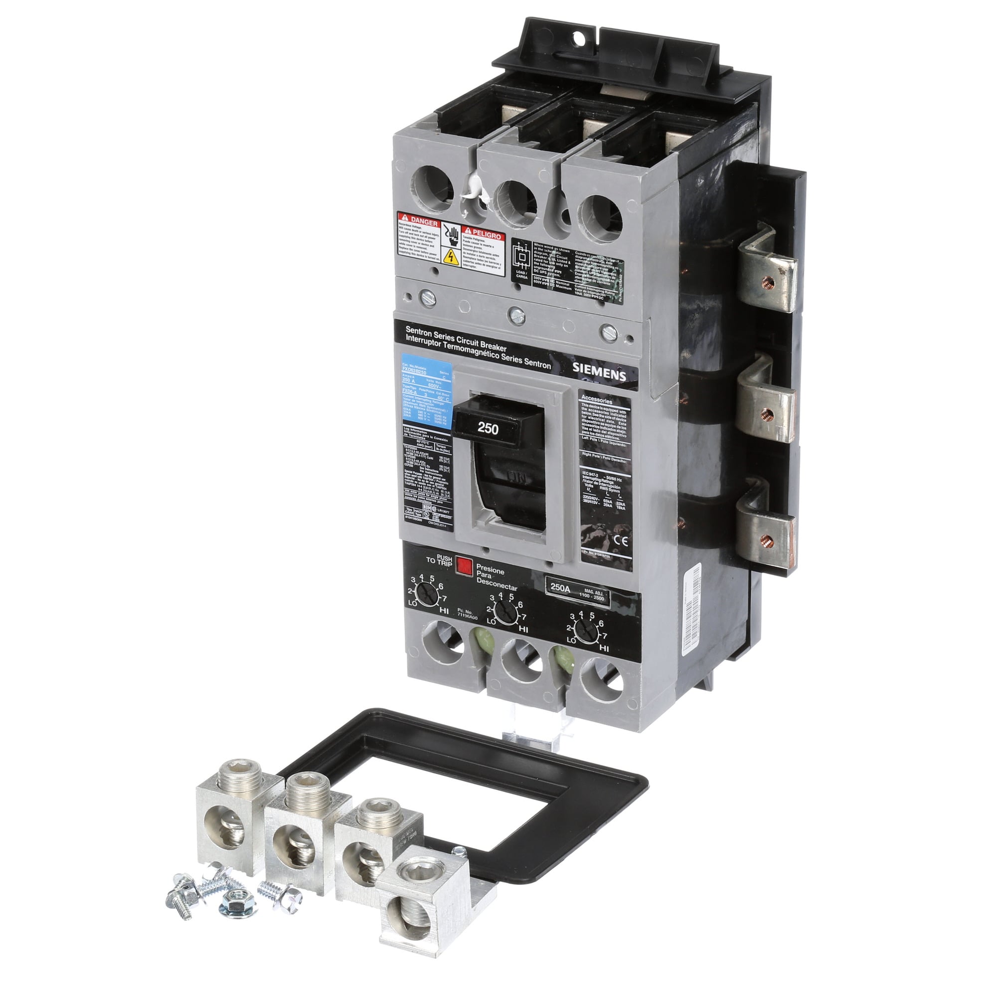 MBKFD3250A Sentron Main Breaker Mounting Kit With Breaker, For Use With FXD63B250 Breaker in P1 Next Generation Panelboard, 250 A, 600 V AC, 3-Pole, 65 kA at 240 V AC, 35 kA at 480 V AC Interrupt Rating, Composite