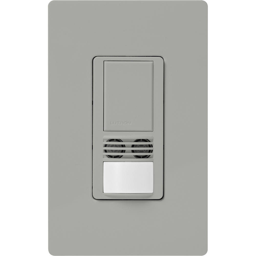 MS-A102-GR Maestro Dual-Tech Motion Sensor Switch, 6 Amp, 120-277V, 1 Pole, Ground or Neutral Required, Gray