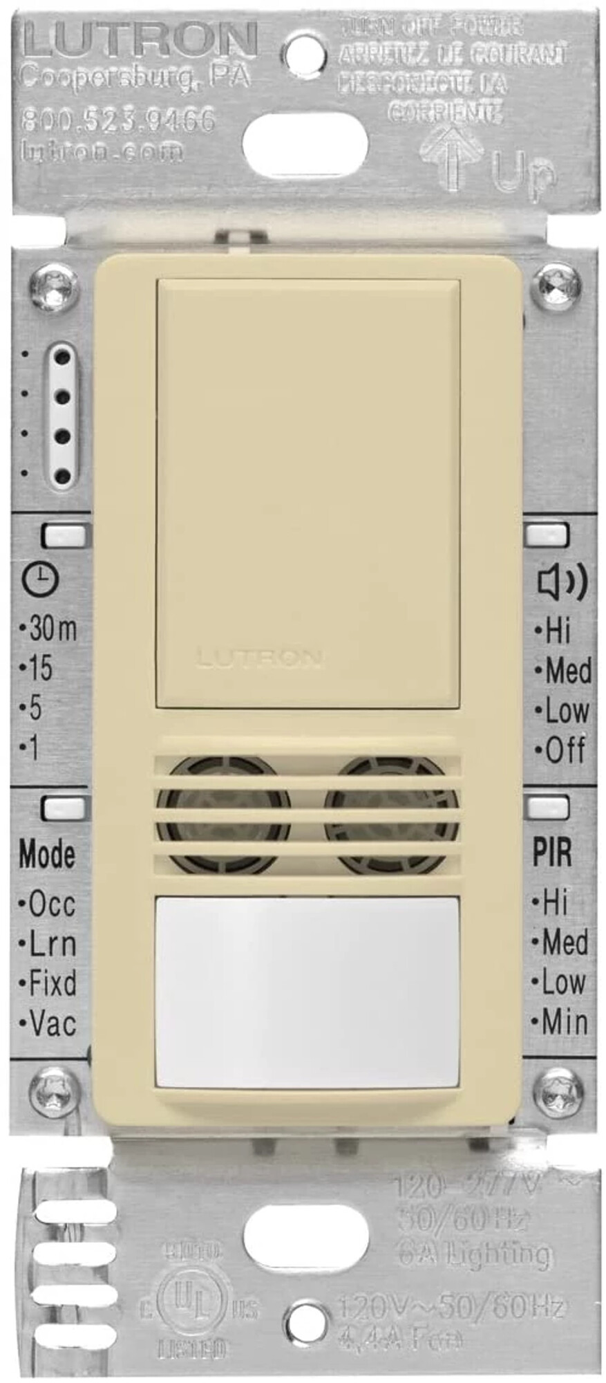 MS-B102-IV Maestro Dual-Tech Motion Sensor Switch, 6 Amp, 120-277V, 1 Pole/3-Way, Neutral Required, Ivory
