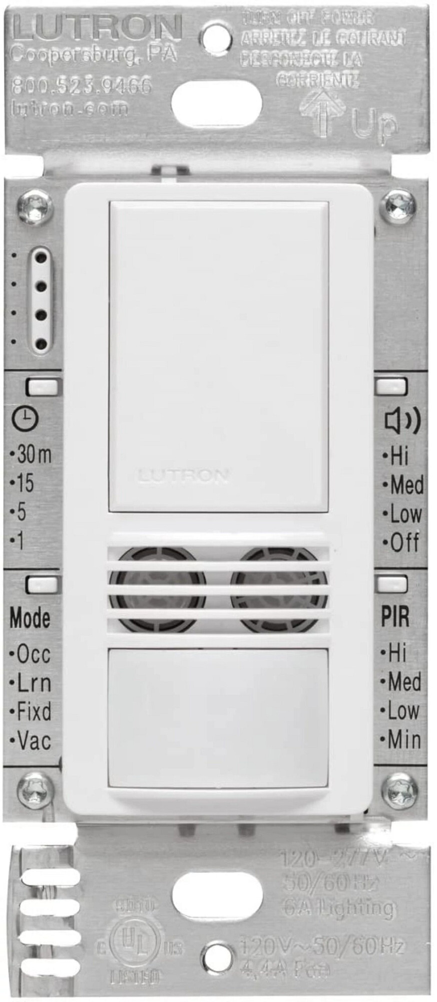 MS-B102-WH Maestro Dual-Tech Motion Sensor Switch, 6 Amp, 120-277V, 1 Pole/3-Way, Neutral Required, White