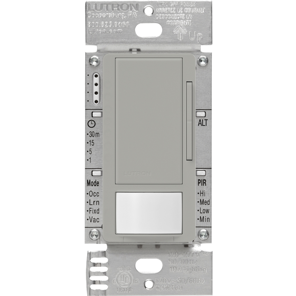 MS-Z101-GR Maestro 0-10V Motion Sensor/Dimmer Switch, Neutral Optional, 8 Amp, 120-277V, 1 Pole/Multi-Location, Gray