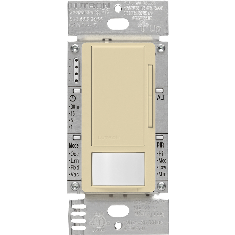 MS-Z101-IV Maestro 0-10V Motion Sensor/Dimmer Switch, Neutral Optional, 8 Amp, 120-277V, 1 Pole/Multi-Location, Ivory