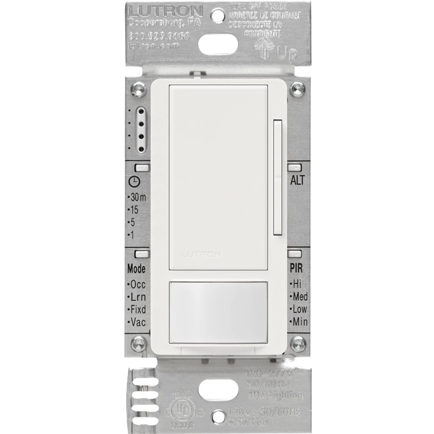 MS-Z101-V-WH Maestro 0-10V Vacancy Sensor Dimmer Switch, 8 Amp, Neutral Optional, 120-277V, 1 Pole/Multi-Location, White
