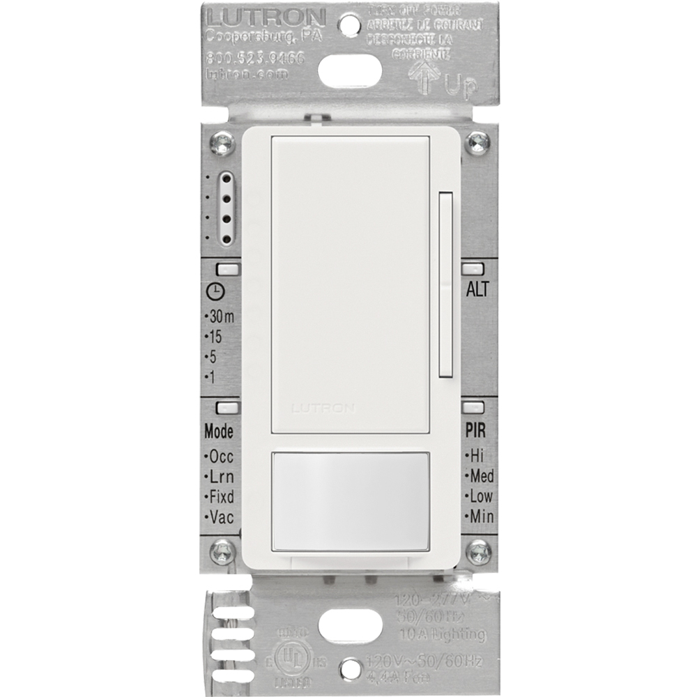 MS-Z101-WH Maestro 0-10V Motion Sensor/Dimmer Switch, Neutral Optional, 8 Amp, 120-277V, 1 Pole/Multi-Location, White