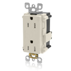 15A, 125V, Lev-Lok Tamper-Resistant Surge Protective Decora Duplex Receptacle, Indicator Light, Non-Alarmed, Commercial Grade - LIGHT ALMONDMating Lev-Lok Wiring Module Required for Use