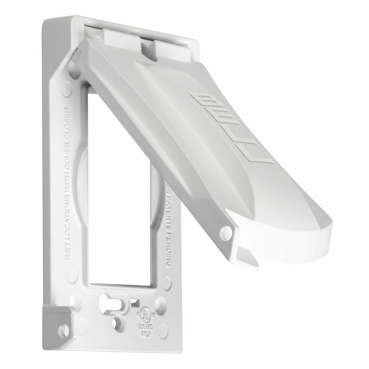 MX1050W 1-Hole Multi-Directional Flip Cover, 4.84 in L x 2.8 in W x 1.17 in D, GFCI Device Cover, Die Cast Metal