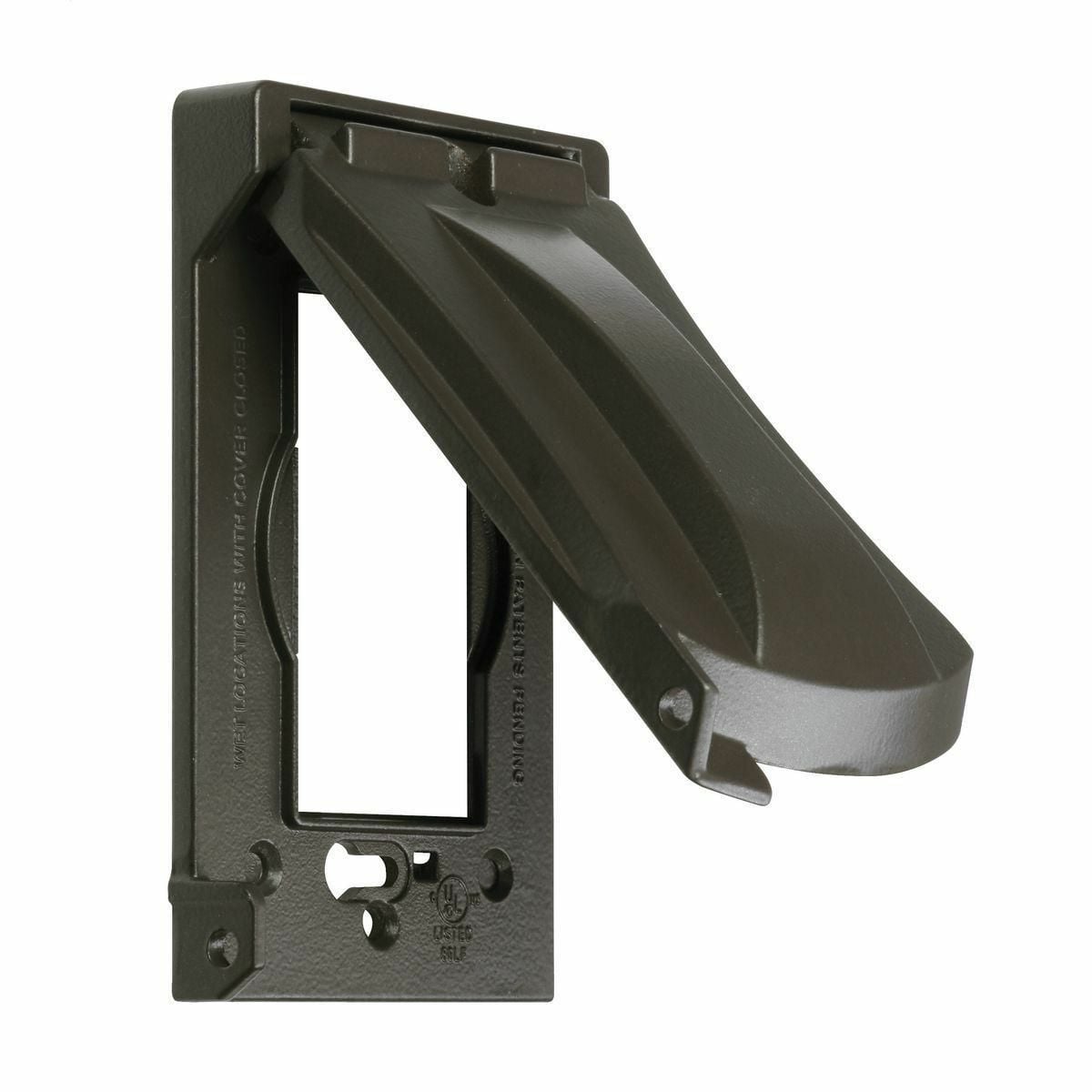 1-Gang 12-in-1 Configuration Weatherproof Duplex Flat Cover; Die-Cast, Bronze