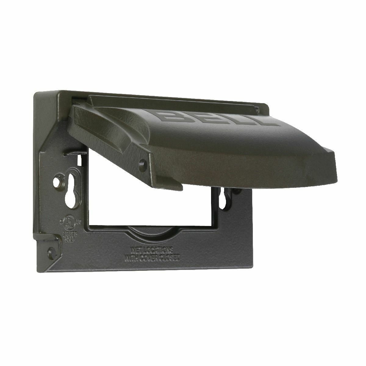 MX1250Z 1-Hole Multi-Directional Flip Cover, 2.9 in L x 4.69 in W x 1.18 in D, GFCI Device Cover, Die Cast Metal