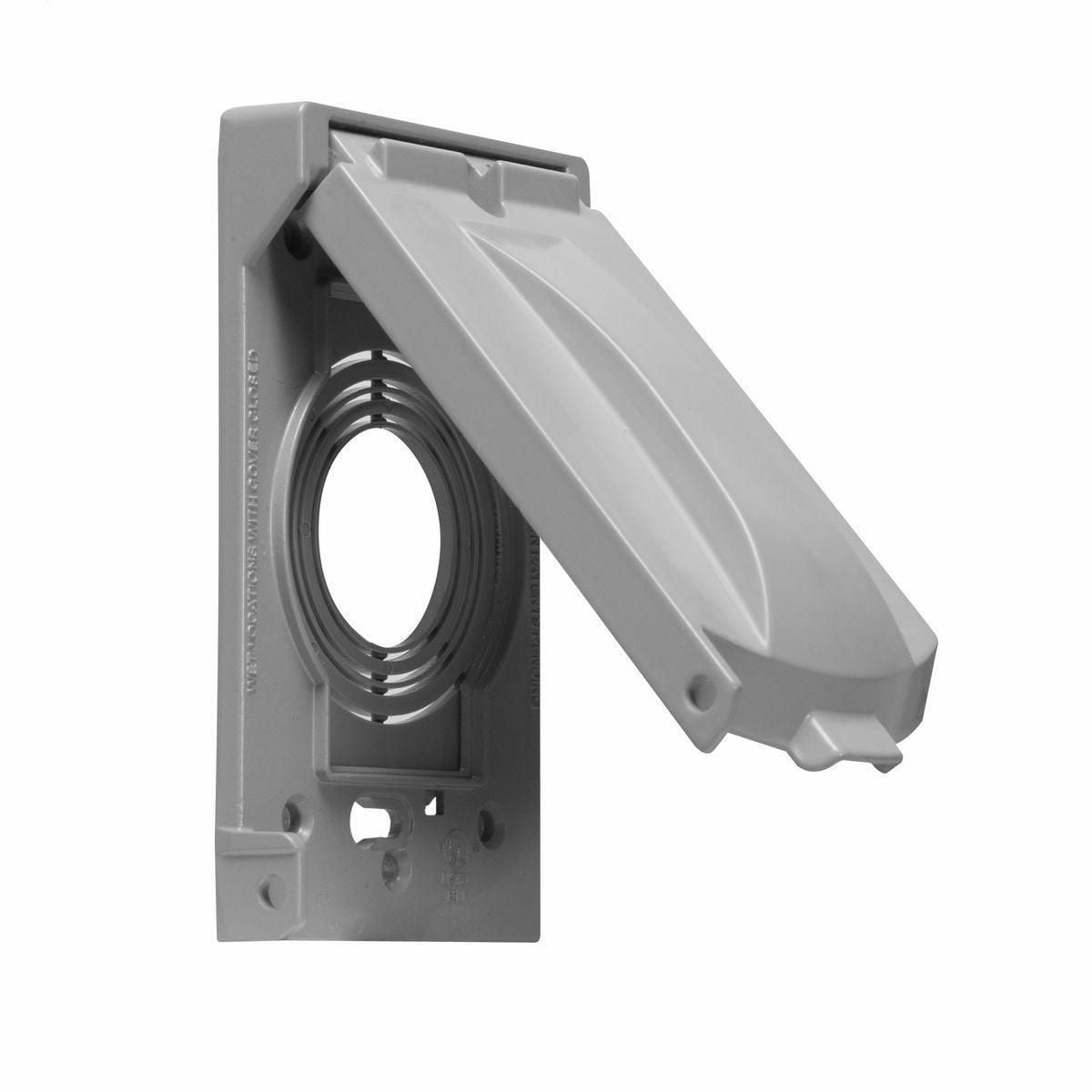 MX1550S 1-Hole Multi-Directional Waterproof Outlet Box Cover, 4-3/4 in L x 2.88 in W x 3/4 in D, Receptacle/Switch Cover, Die Cast Metal