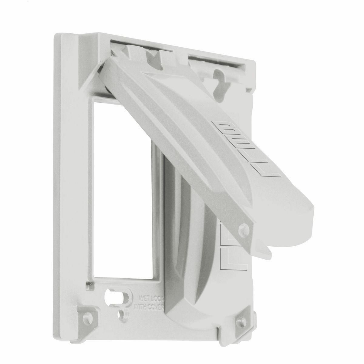 MX2050WH 2-Hole Weatherproof Outlet Box Cover, 4.76 in L x 4.69 in W x 1-1/4 in D, GFCI Device, Die Cast Metal