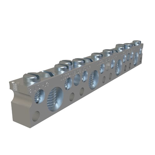 NBAE-0410-1 ClearChoice Type NBAE Dual Rated Neutral Bar, 4.609 in L x 3/8 in W x 0.62 in H, 600 V AC