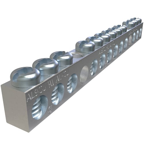 NBAS-012-2-A ClearChoice Type NBAS Dual Rated Neutral Bar, 4.416 in L x 0.312 in W x 0.437 in H, 600 V AC