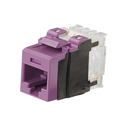 NK6X88MVL NetKey 1-Slot 8-Position 8-Wire Keystone Unshielded Punchdown jack Module, Cat 6A/Keystone Module, 1 Port, ABS/Polycarbonate, Violet