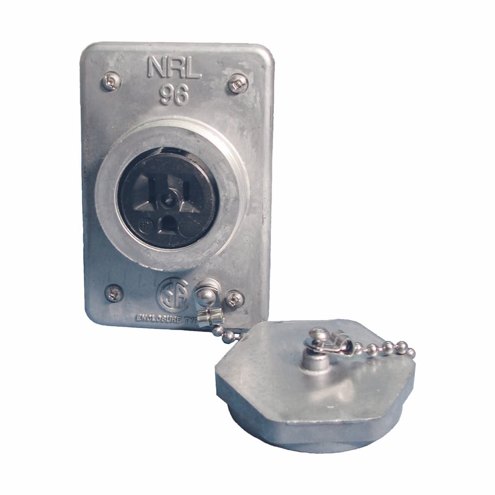96/wd NRL96-1 Watertight Straight Blade Receptacle, 125 VAC, 15 A, Natural