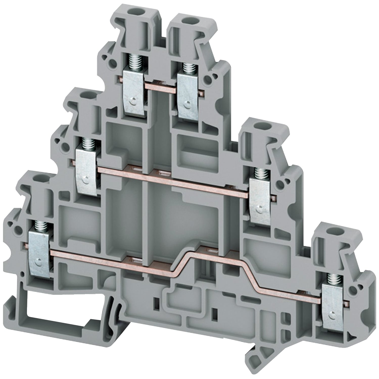 NSYTRV26T Linergy TRV 3-Level 6-Point Pass Through Terminal Block, 600 V AC, 20 A, 26 to 10 AWG Wire, 3 Poles, Clip-Fit Mount
