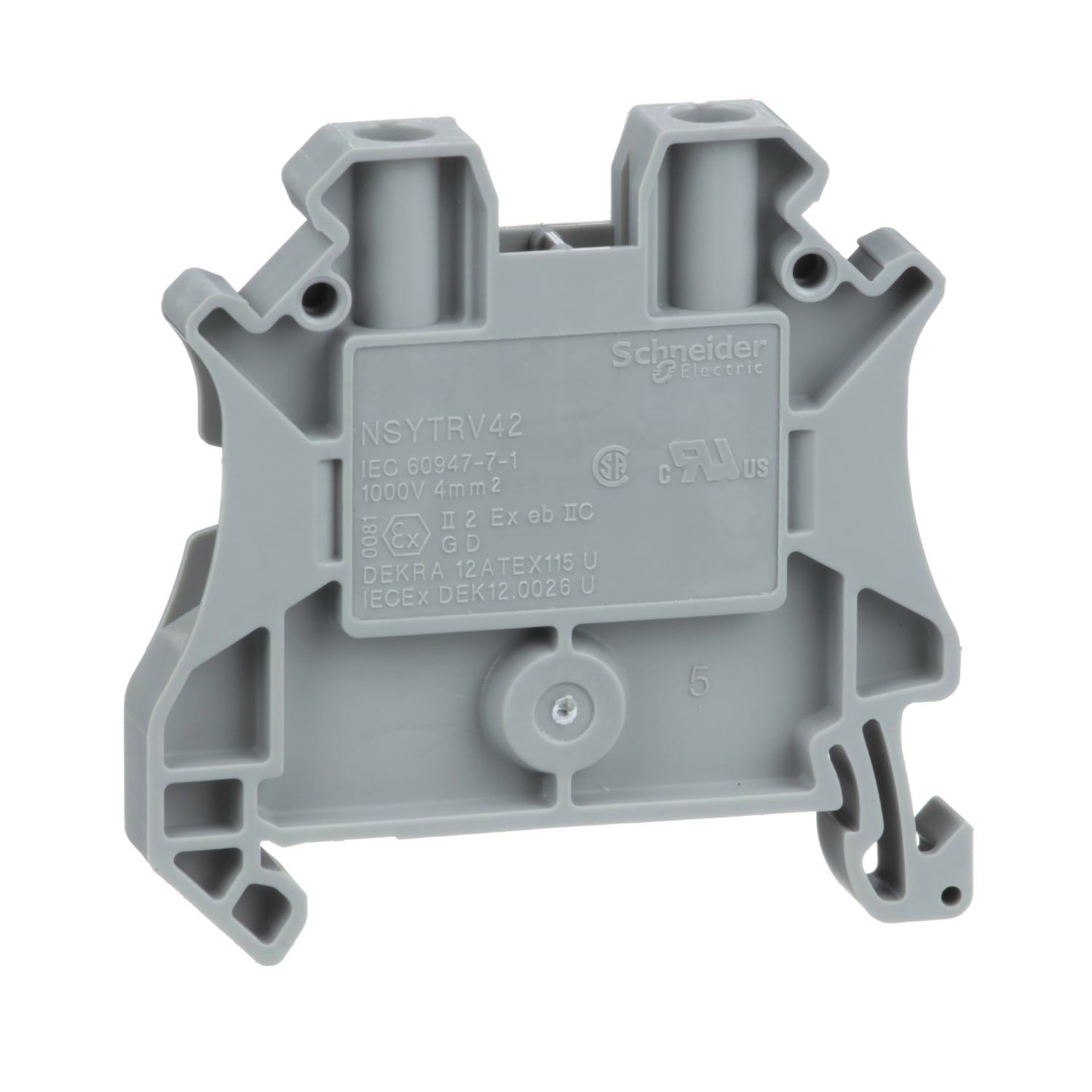NSYTRV42 Linergy TRV Feed Through Terminal Block, 600/690/1000 V AC, 32 A, DIN Rail Mount