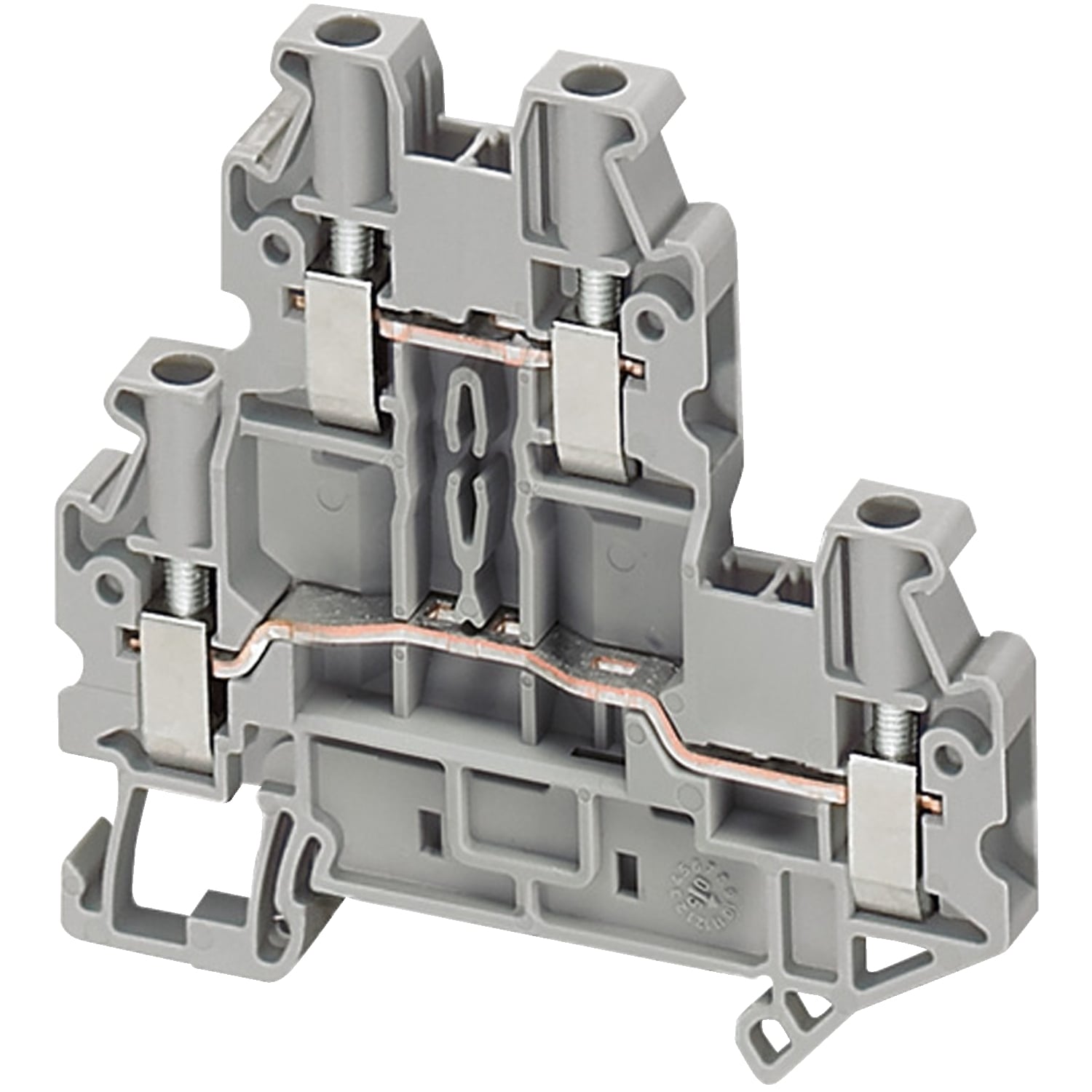 NSYTRV44D Linergy TRV 2-Level 4-Point Pass Through Terminal Block, 600 V AC, 30 A, 26 to 10 AWG Wire, 2 Poles, Clip-Fit Mount