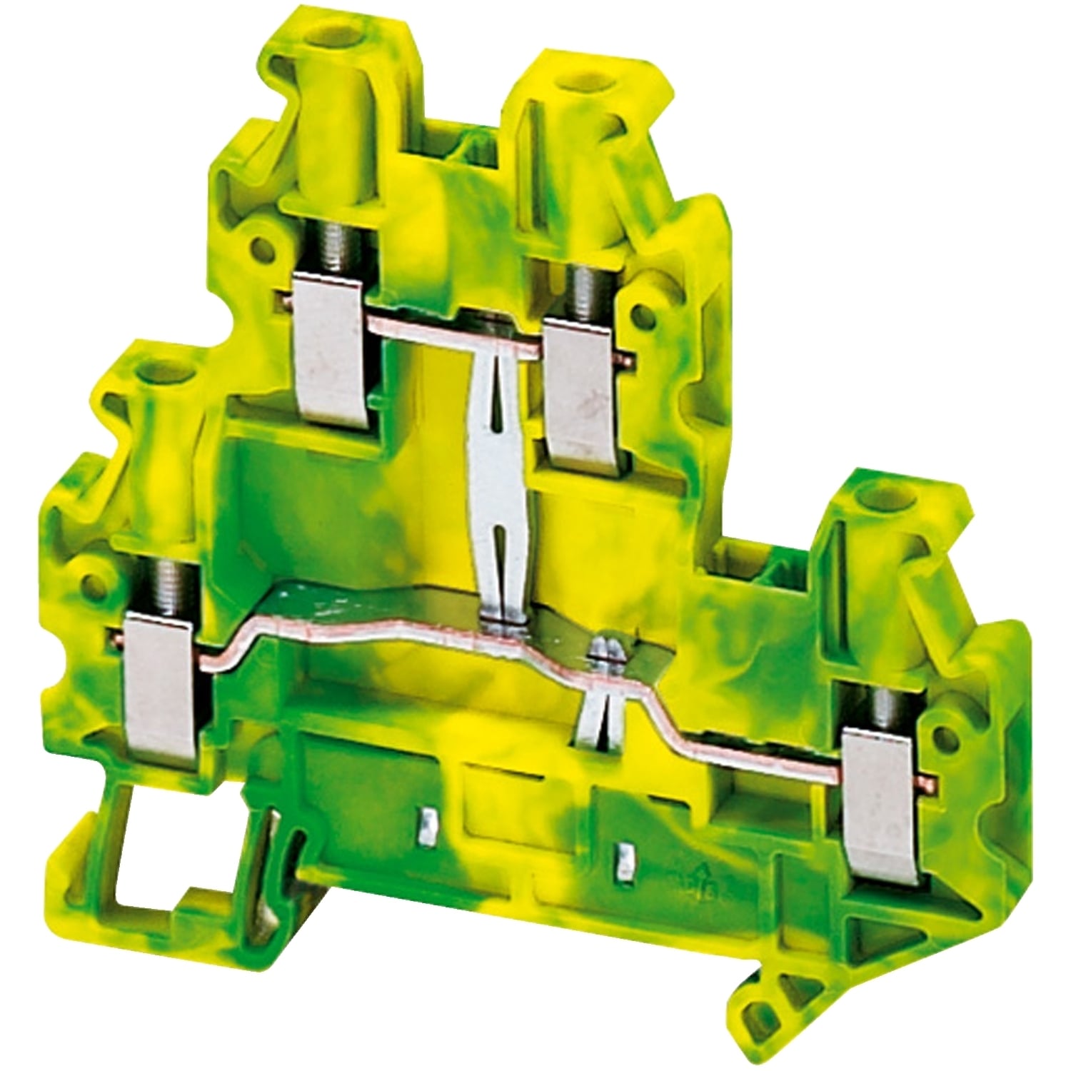 NSYTRV44DPE Linergy 2-Level 2-Terminal Grounding Terminal Block, 26 to 10 AWG Solid/Stranded Wire, 1 Poles, Clip-Fit Mount