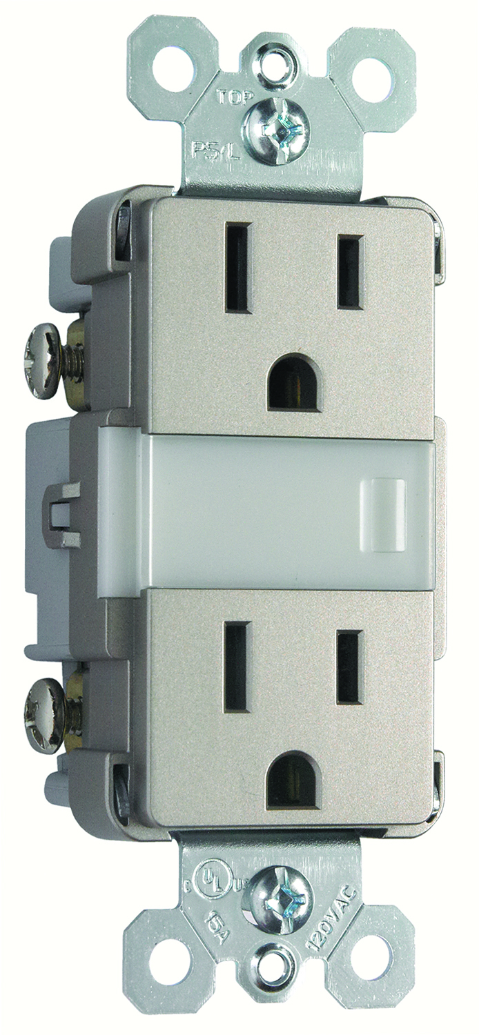 NTL885TRNICC6 radiant 15 Amp Outlet Night Light, Nickel