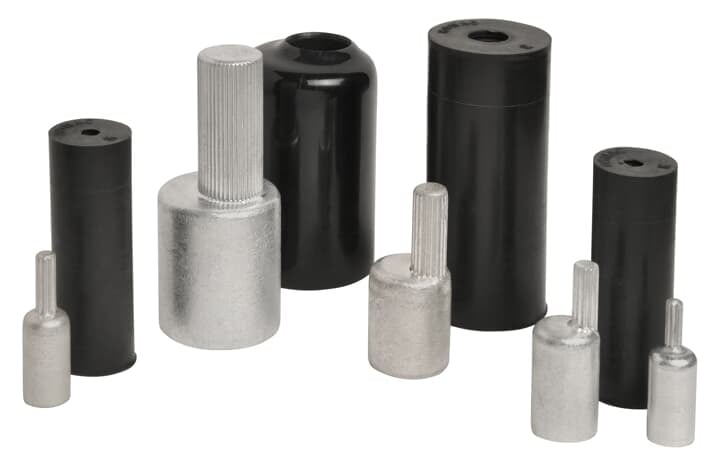 OAPA-350 Blackburn Offset Pin Terminal With Insulating EDPM Rubber Boot, 350 kcmil Conductor, Die Code: 87, 0.57 in Dia x 1.34 in L Pin, Aluminum