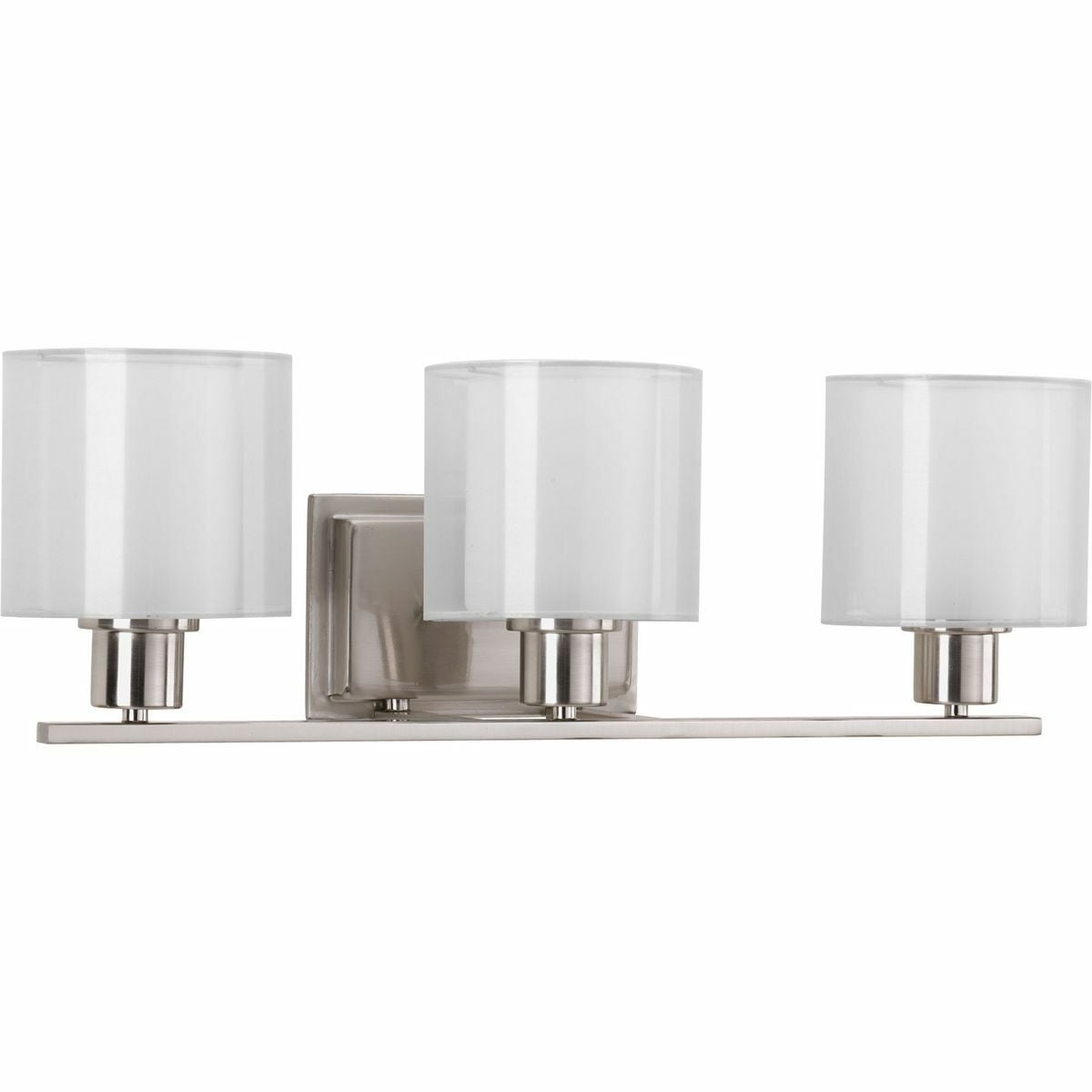 P2079-09 Invite Bath and Vanity Light, (3) A19 Lamp, 120 V AC, Brushed Nickel Plated Housing