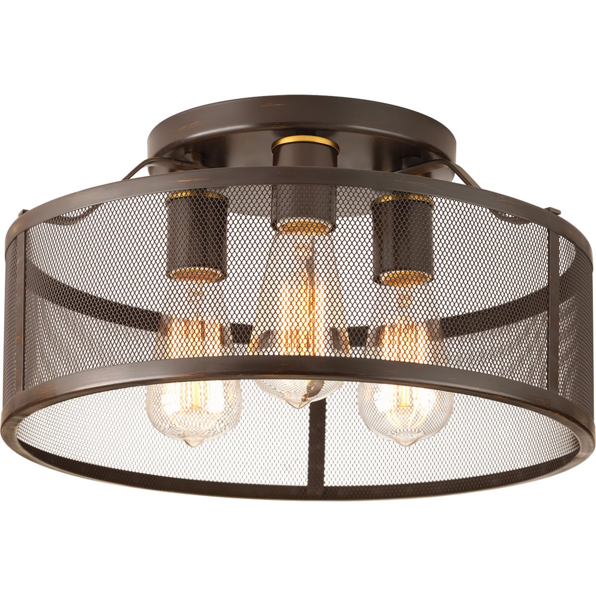 P3452-20 Casual/Traditional Swing Flush Mount Fixture, (3) A19 Lamp, 180 W Fixture, 120 V AC, Antique Bronze Housing
