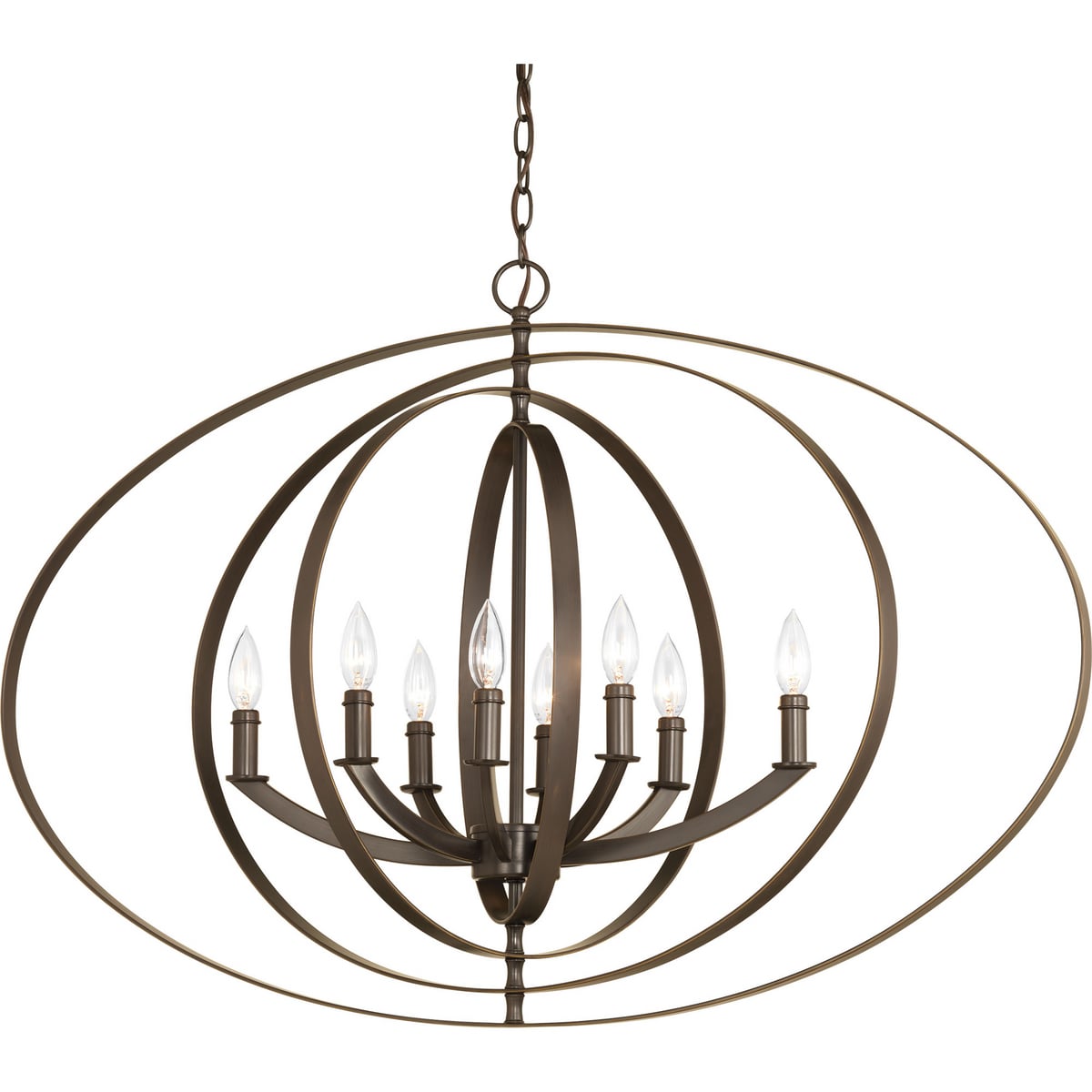 P3791-20 Equinox Classic/Farmhouse/Traditional/Coastal/Transitional Pendant Fixture, (8) Lamp, 120 VAC, Antique Bronze/Painted Housing