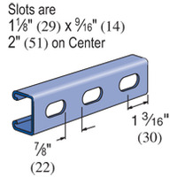 P4100T-10SS Shallow Slotted Strut Channel, 10 ft x 1-5/8 inch x 13/16 inch, Stainless Steel, 14 Gauge