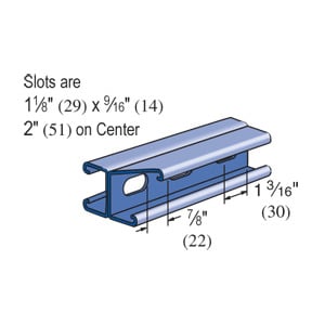 P4101T-10PG P4100 Back to Back Slotted Channel, 10 ft L 1-5/8 in W 1-5/8 in D 14 ga THK, Low Carbon Steel, Pre-Galvanized Zinc, Domestic