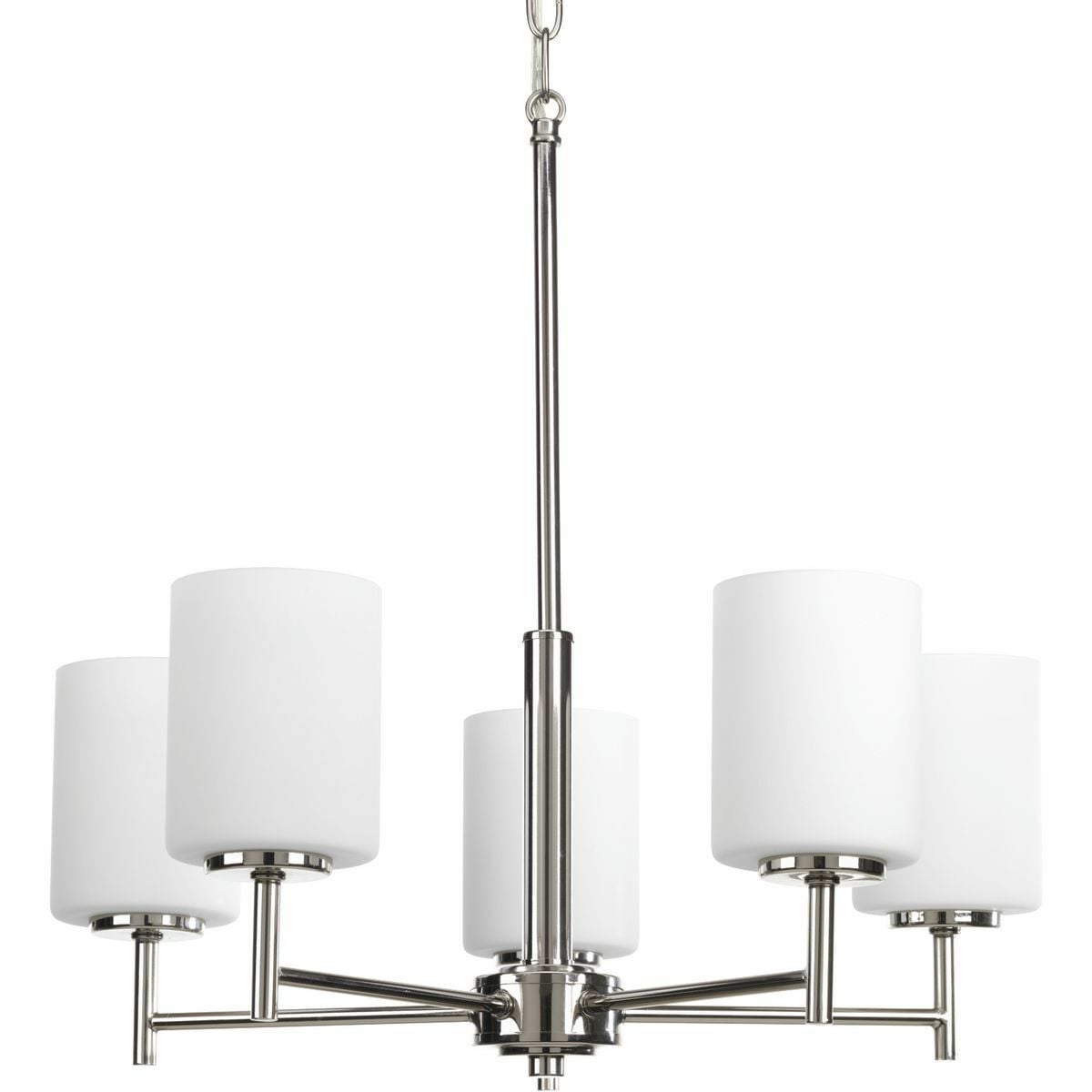 P4319-104 Replay Contemporary/Modern/Soft/Transitional Chandelier, (5) A19 Lamp, 120 V AC, Nickel Plated Housing