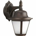 Westport LED offers traditional styling to complement a variety of home decor options. A durable die-cast aluminum frame cradles a softly diffused seeded glass shade. 3000K, 90+ CRI 623 lumens. One-light LED 6-3/4 in outdoor wall lantern. Antique Bronze finish.
