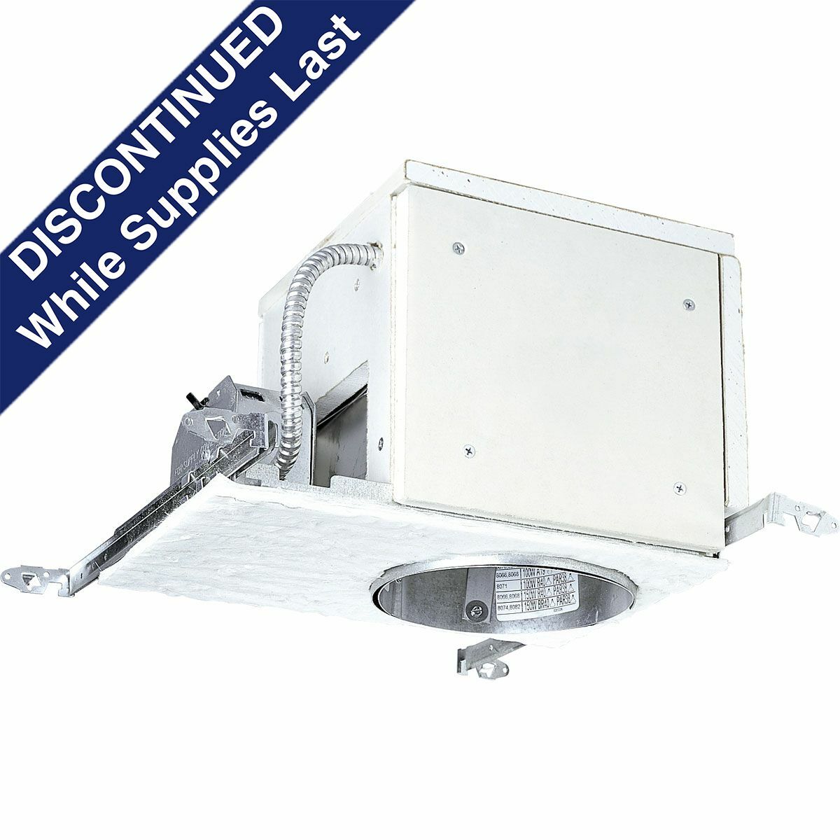 P821-FBLED Pre-Wired Utilitarian/Commodity Recessed Housing, LED Lamp, 120 VAC, 6-7/8 in Ceiling Opening, Steel Housing
