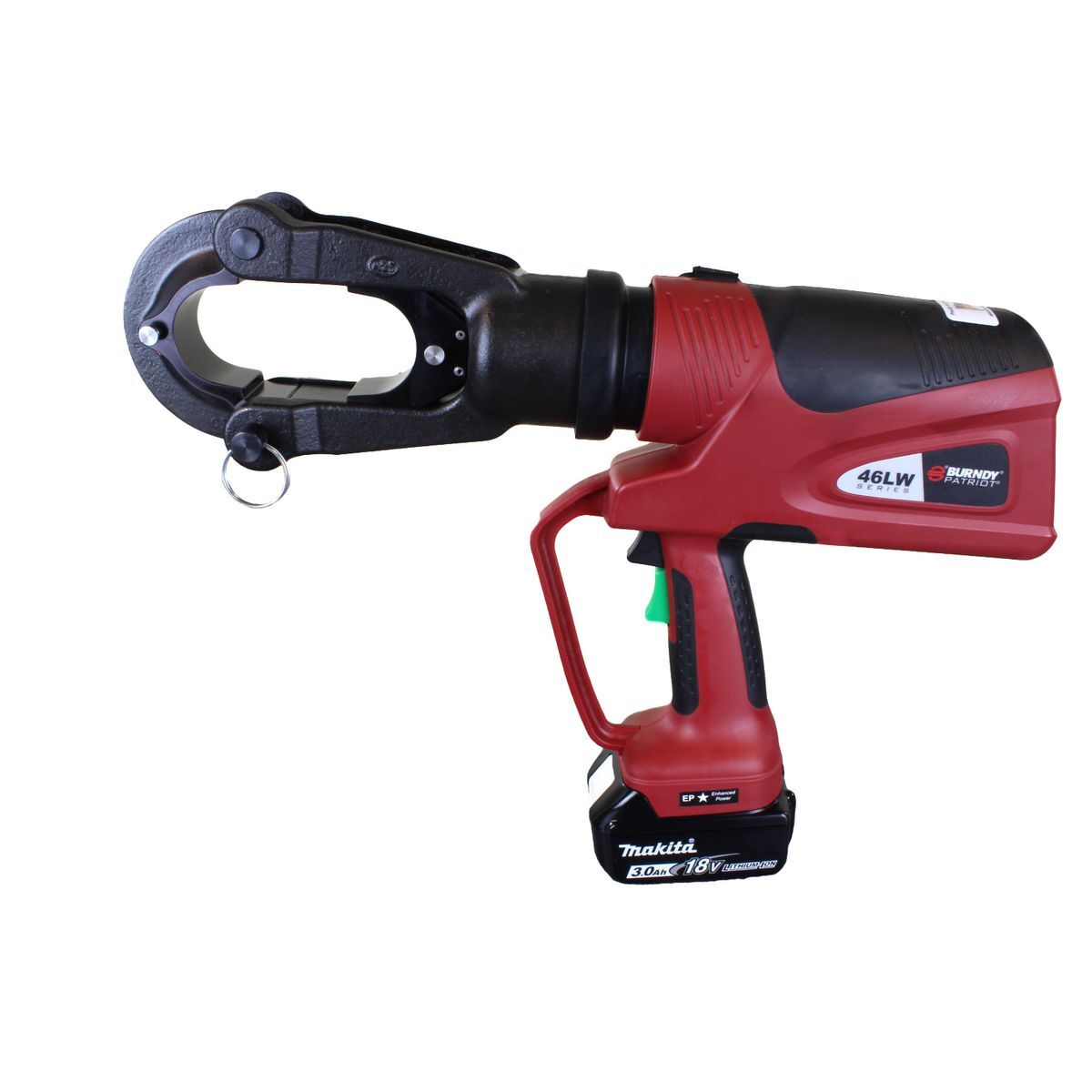 PAT46LWLI Latch Head Battery Actuated Lightweight Self-Contained Hydraulic Crimping Tool, 8 AWG to 1500 kcmil Copper Crimping, 15 ton Crimping, 18.65 in OAL