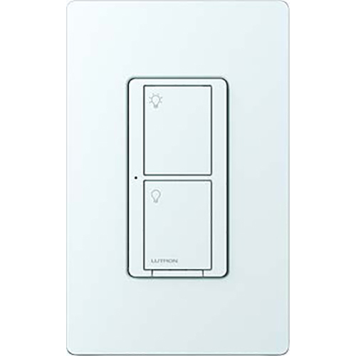 PD-5S-DV-WH RF 2-Button On/Off Switch 5 Amp Lighting/3 Amp Fan, Clear Connect Type A, No Neutral Required, White