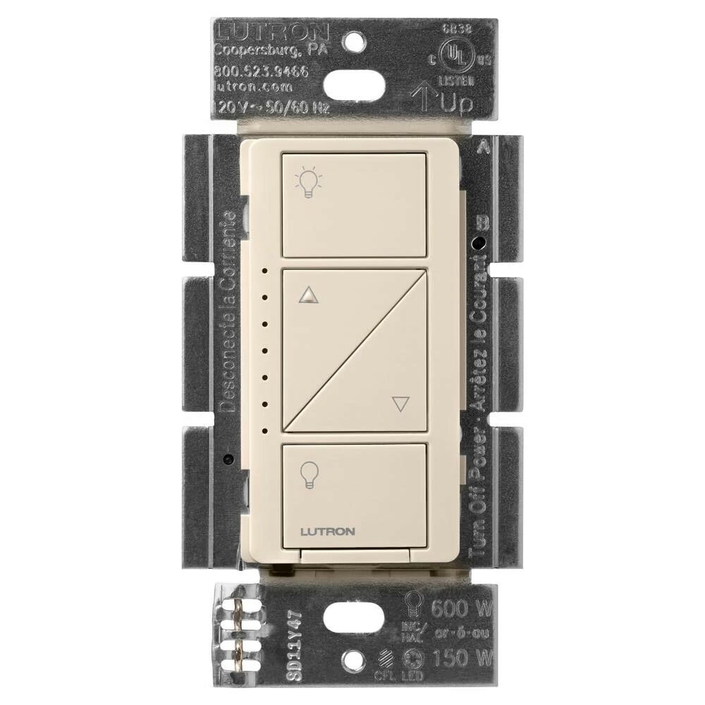 PD-6WCL-LA Caseta Original Smart Dimmer Switch, LED, No Neutral Required, 150W LED, 120V, Light Almond