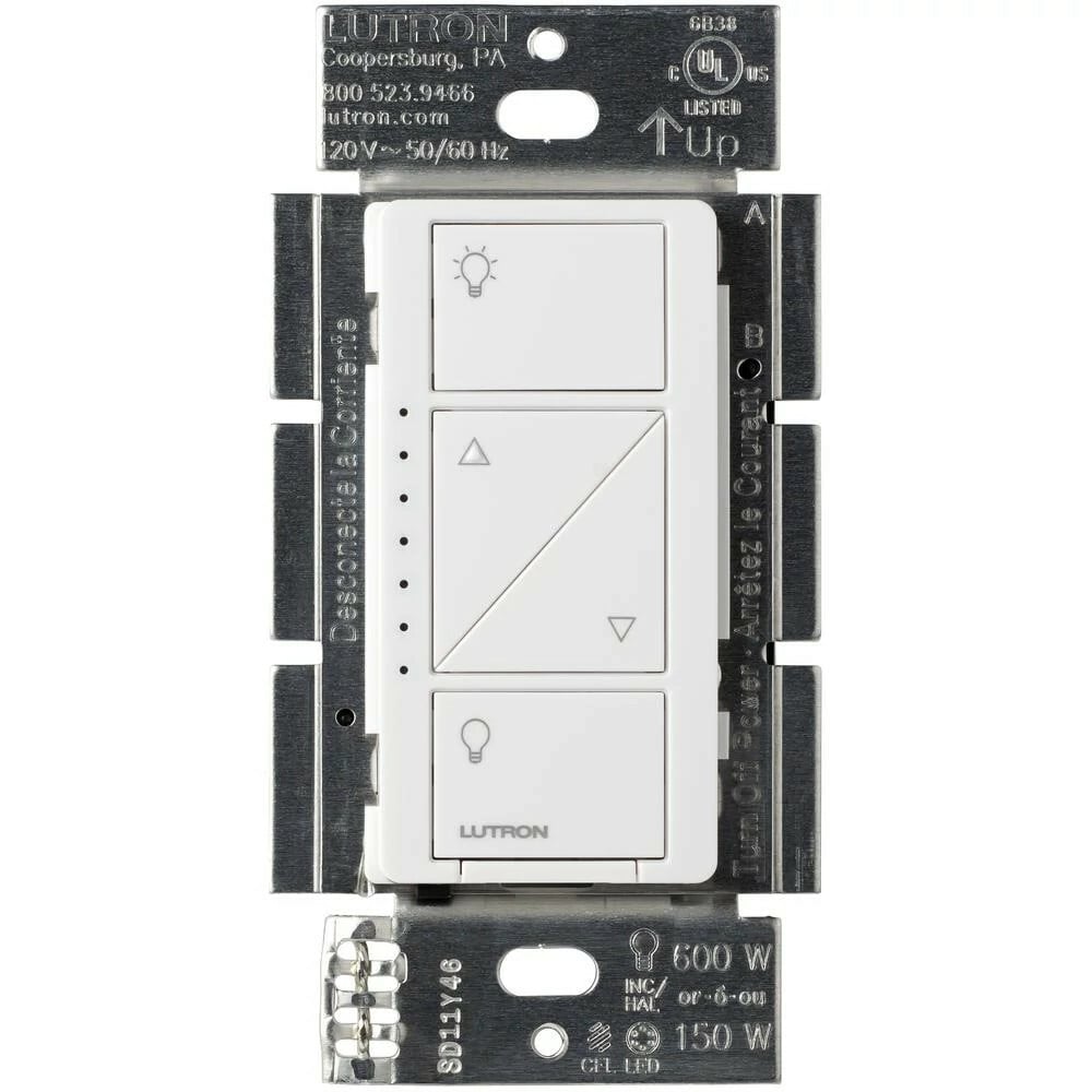 PD-6WCL-WH Caseta Original Smart Dimmer Switch, LED, No Neutral Required, 150W LED, 120V, White
