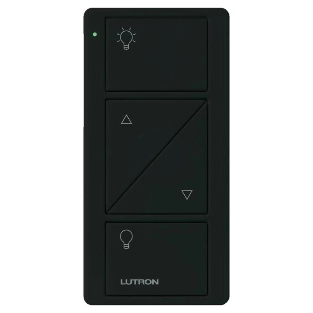 PJ2-2BRL-GBL-L01 2-Button Pico Smart Remote with Raise/Lower and Light Icons, Black