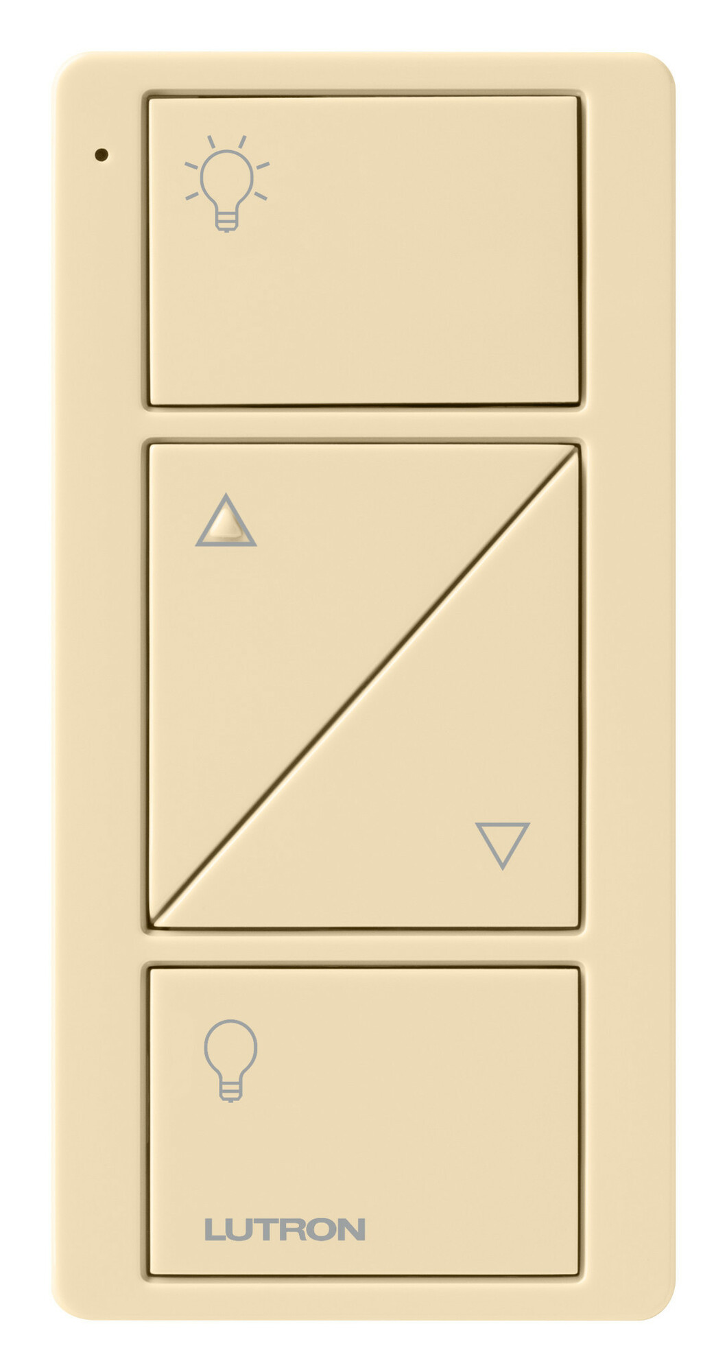 PJ2-2BRL-GIV-L01 2-Button Pico Smart Remote with Raise/Lower and Light Icons, Ivory