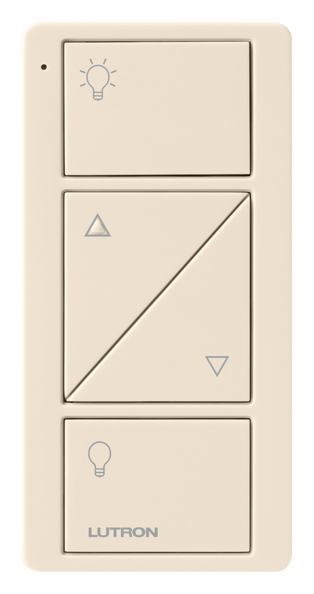 PJ2-2BRL-GLA-L01 2-Button Pico Smart Remote with Raise/Lower and Light Icons, Light Almond
