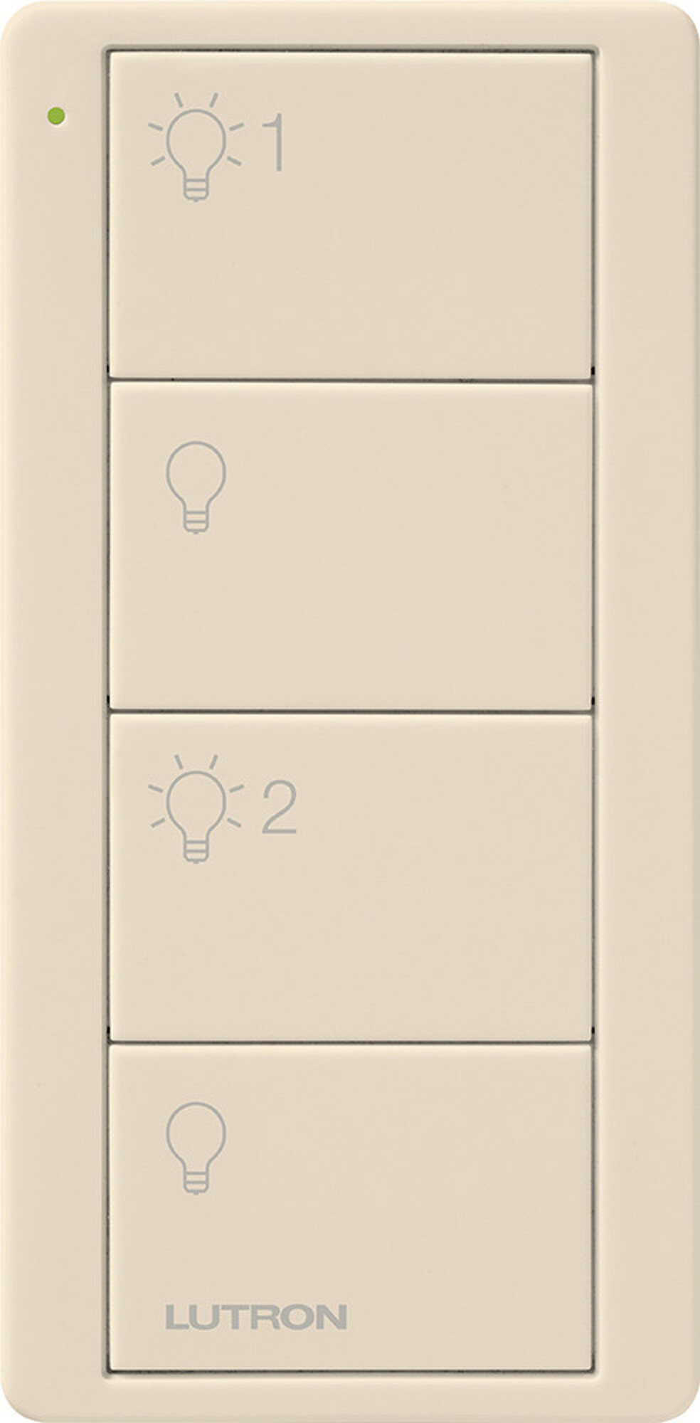 PJ2-4B-GLA-L21 4-Button 2 Group Control Pico Smart Remote with Light Icons, Light Almond