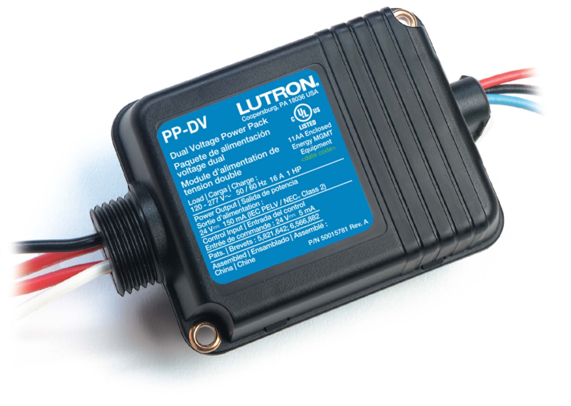 PP-DV-M Manual On Dual Voltage Power Pack, 120-277V, Relay Contact Rating, 16 Amp Lighting or 1 hp Motor