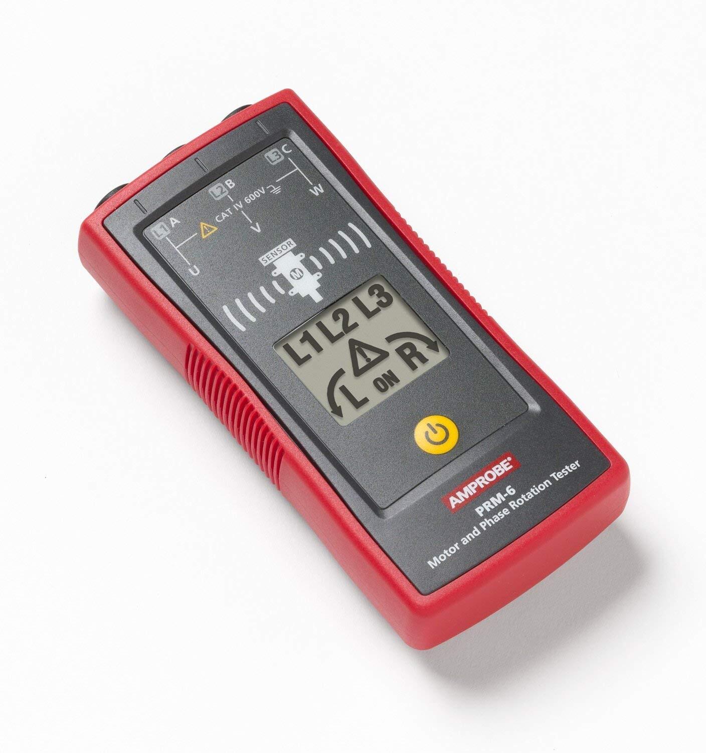 PRM-6 Phase Sequence and Motor Rotation Tester Motor Rotation-Phase Sequence Indicator, 700 V AC, Backlit LCD Display