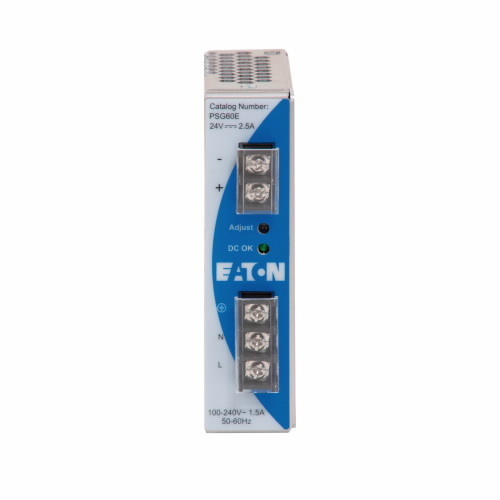 PSG60N24RP 1-Phase Switcher DC Power Supply, 100 to 240 V AC Input, 24 VDC Output, 60 W Power Rating, 1.5/2.5 A, DIN Rail Mount