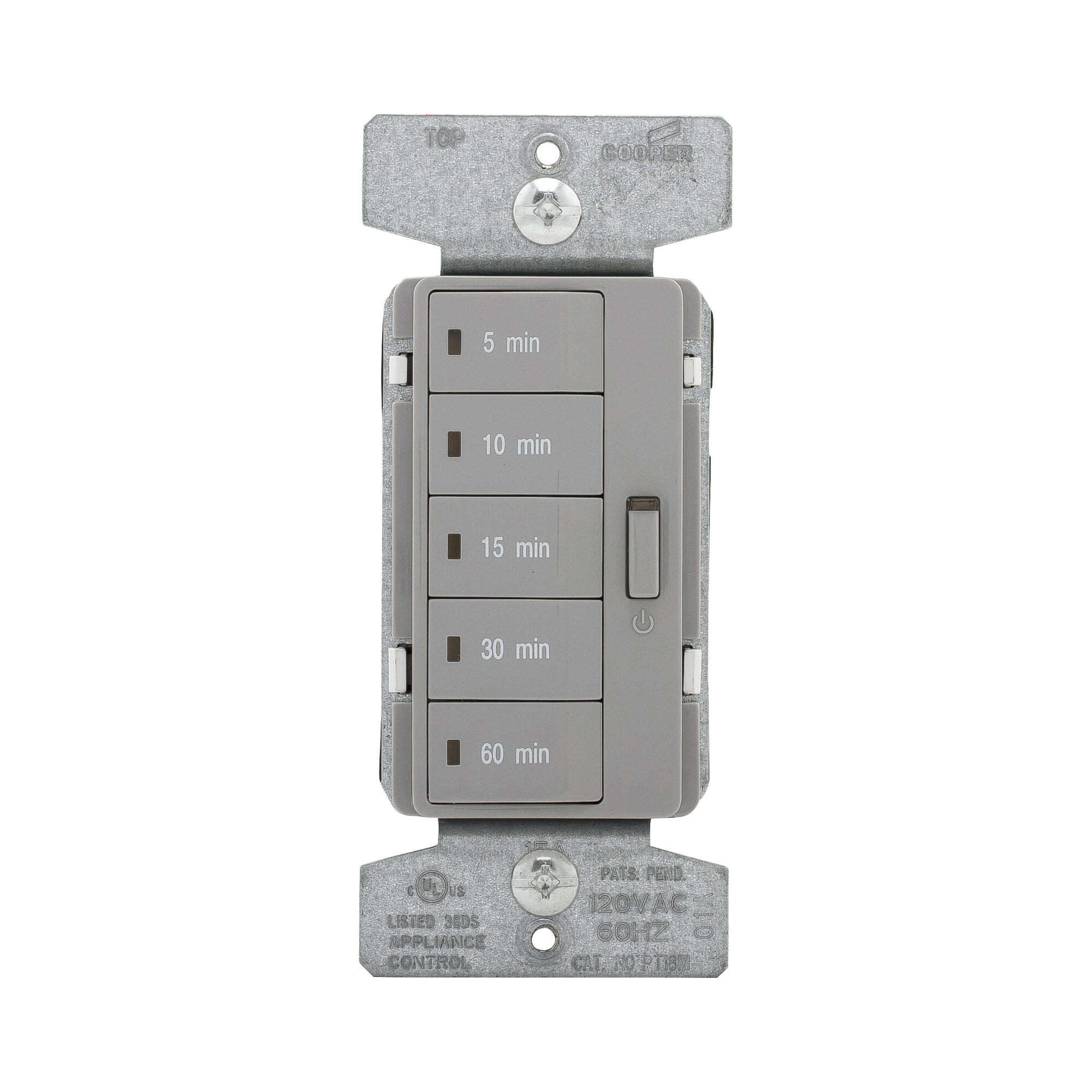 PT18M-GY-K 5-Button min Timer with Off Programmable Timer With Off Programmable Timer, 120 V AC, 1/4 hp, 1 Pole
