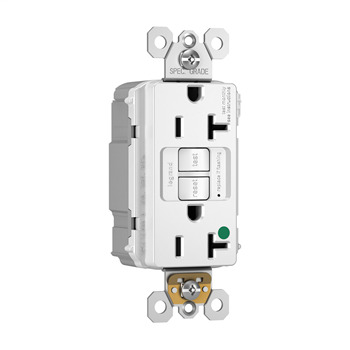 PT2097HGTRW PlugTail 20 Amp Duplex GFCI Receptacle SafeLock Protection, White