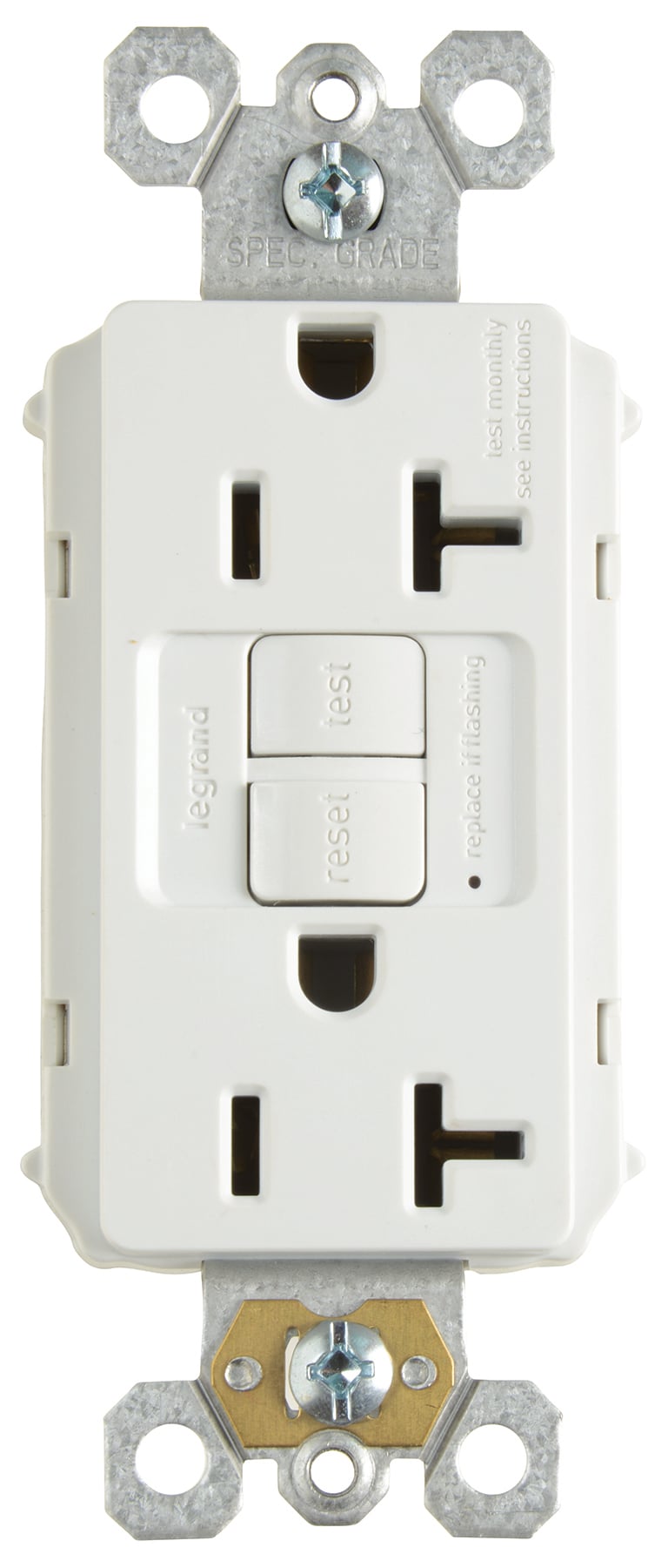 PT2097LA PlugTail 20 Amp Duplex GFCI Receptacle SafeLock Protection, Light Almond