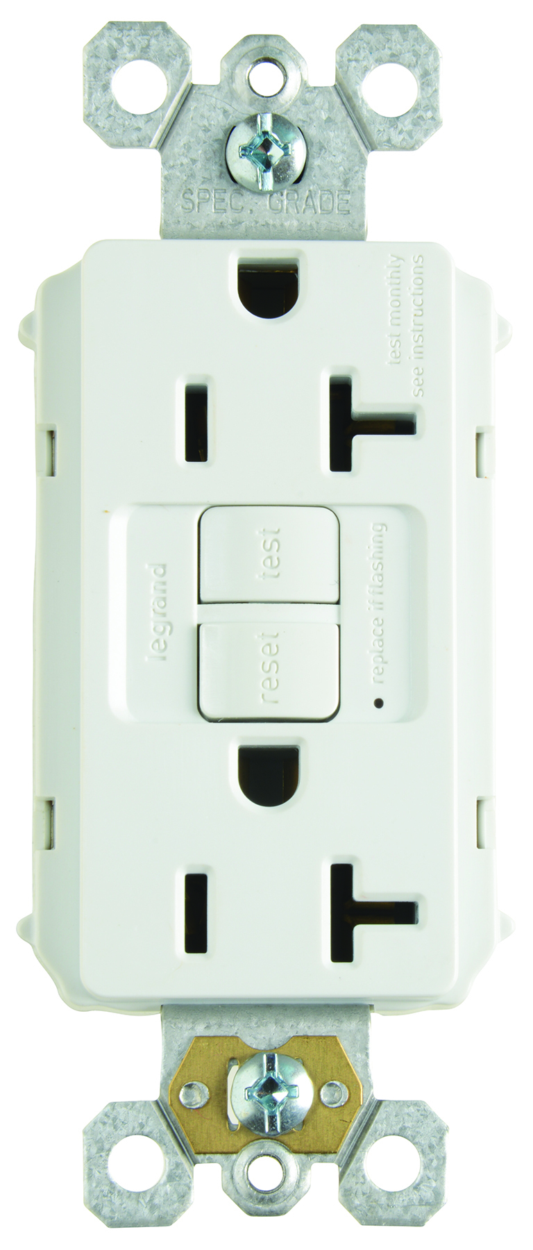 PT2097RED PlugTail 20 Amp Duplex GFCI Receptacle SafeLock Protection, Red