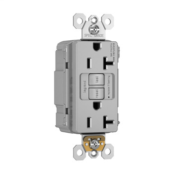 PT2097TRGRY PlugTail 20 Amp Duplex GFCI Receptacle SafeLock Protection, Gray