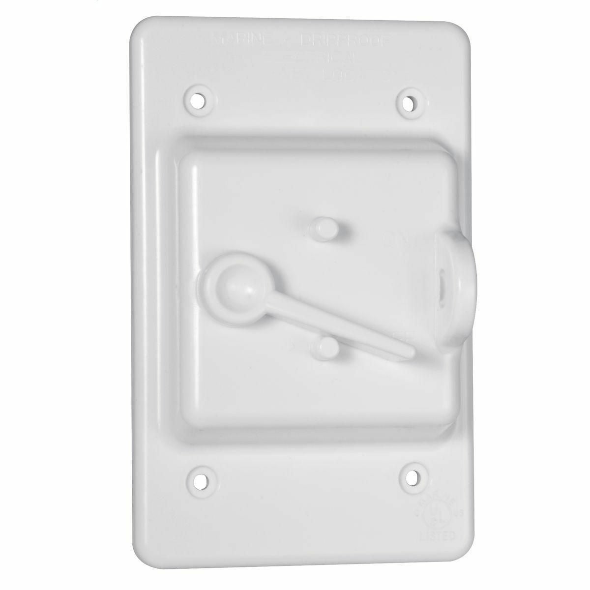 PTC100WH Weatherproof Cover, 1.88 in L x 3 in W, Toggle Cover, Plastic