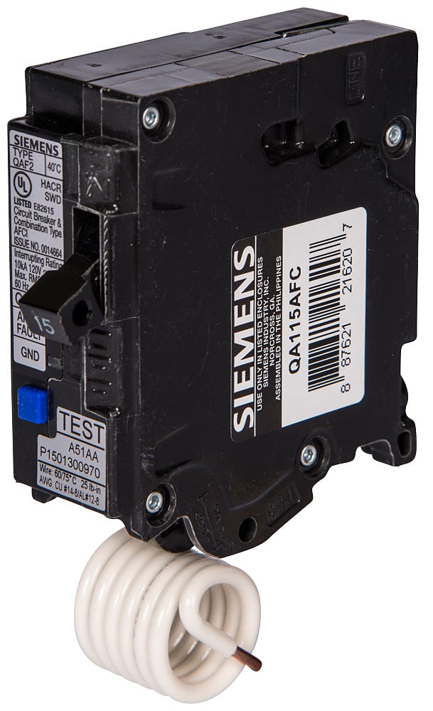 QA115AFC Arc Fault Circuit Breaker, 120 V AC, 15 A, 10 kA Interrupt, 1 Poles, Thermal Magnetic Trip